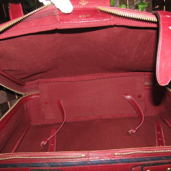 $3 START AUTH $3000 AUTH GUCCI RED & BLUE CANVAS AN LEATHER SUITCASE - Picture 6 of 8